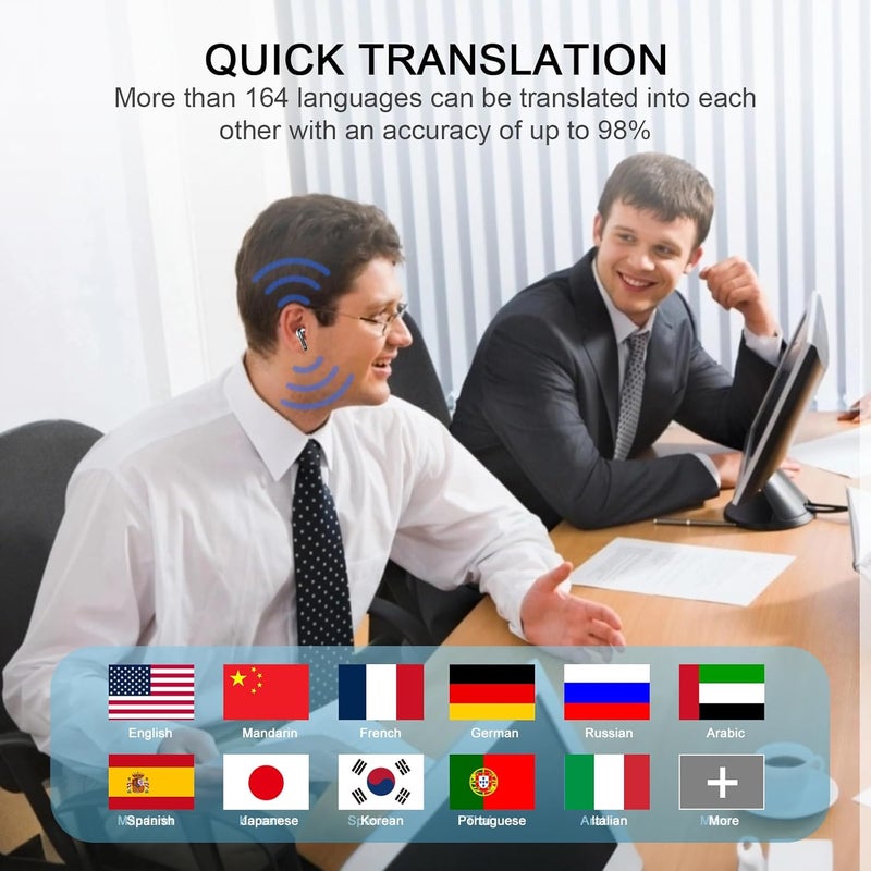 Conyat Language Translator Earbuds 42H Translatior Headphones Business, Learning Black - Image 2